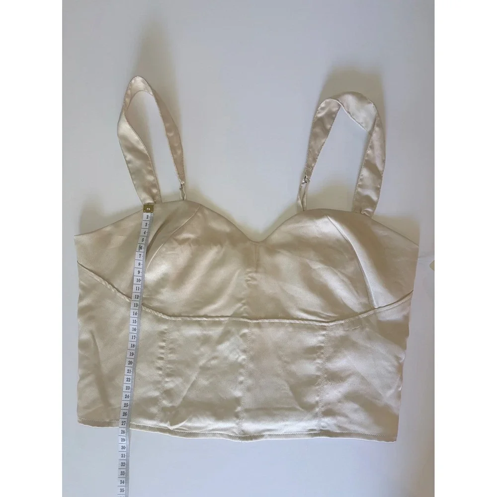 Abercrombie & Fitch Satin Crop Top Champagne Sweetheart Smocked Back Medium